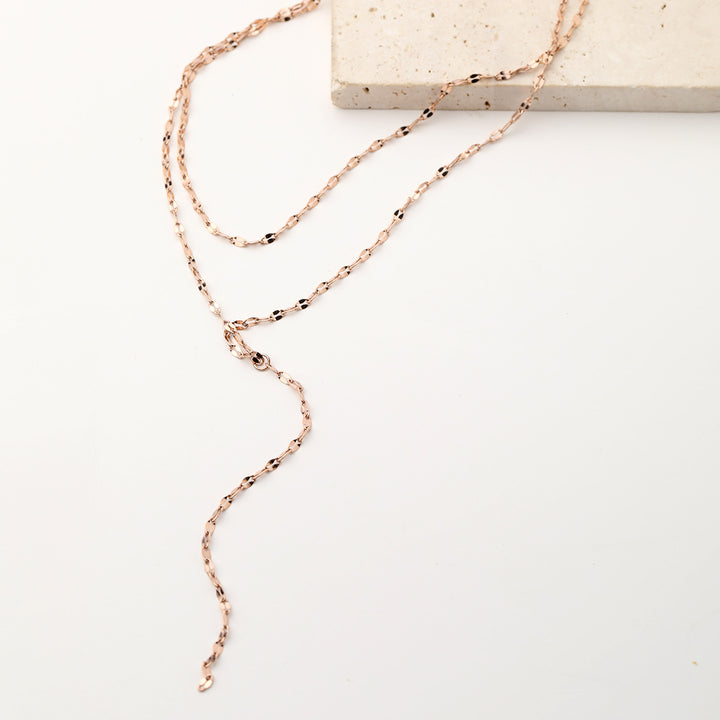 Filigrane Y Kette im Rolokette-Design in Roségold