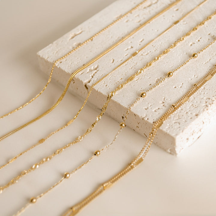 Flattened Curb Chain Anklet Gold