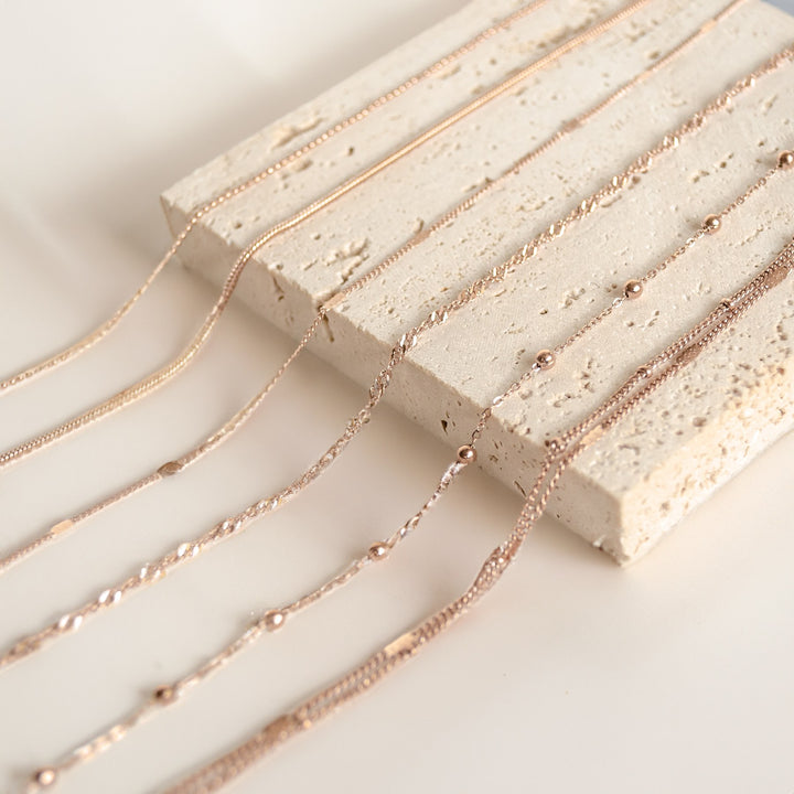 Flattened Curb Chain Anklet Rose Gold