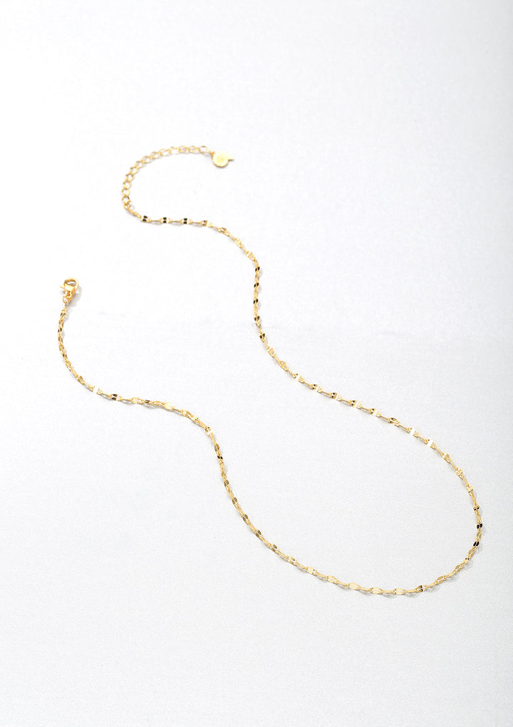 Flattened Rolo Chain Necklace Gold