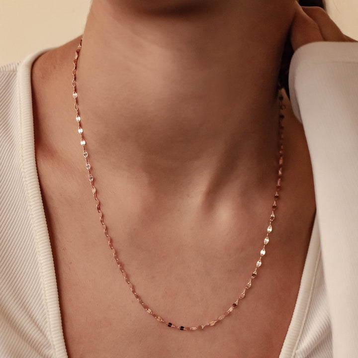 Flattened Rolo Chain Necklace Sterling Silver