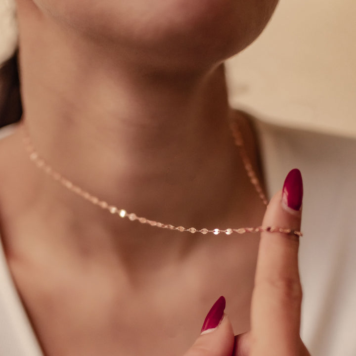 Flattened Rolo Chain Necklace Sterling Silver