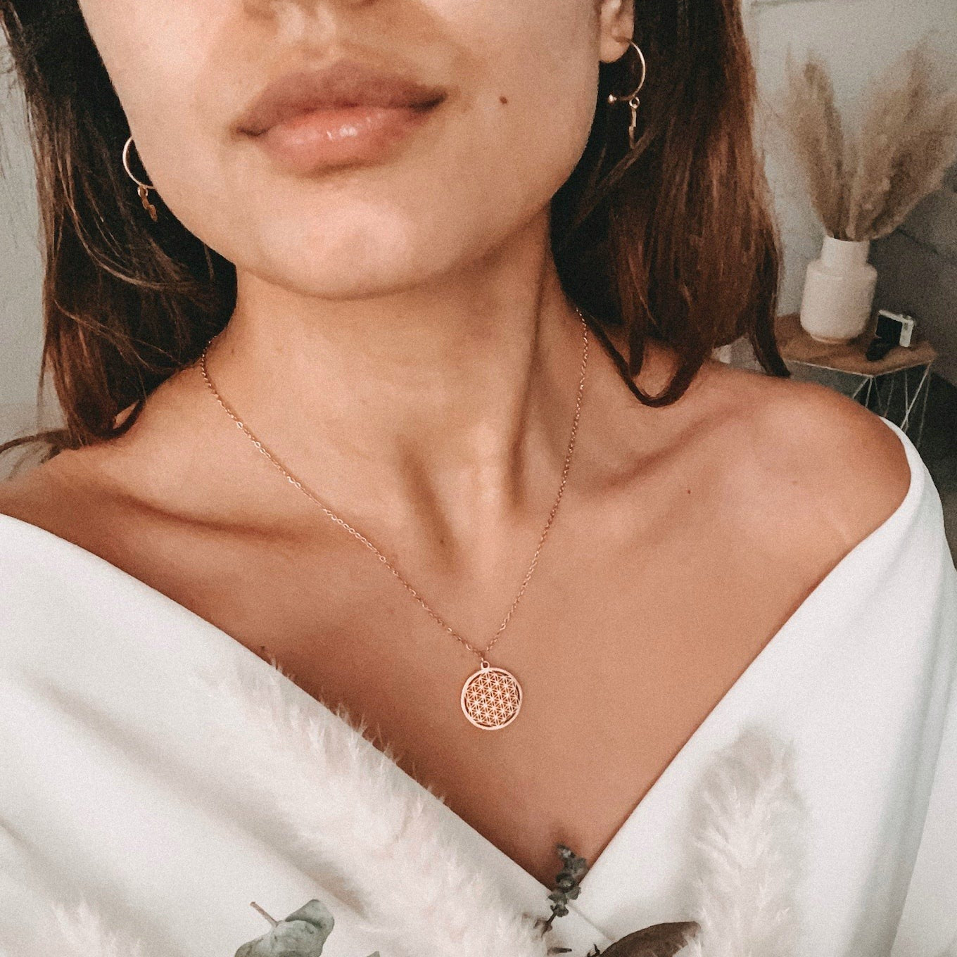 Collier Pendentif Fleur de Vie en Or Rose