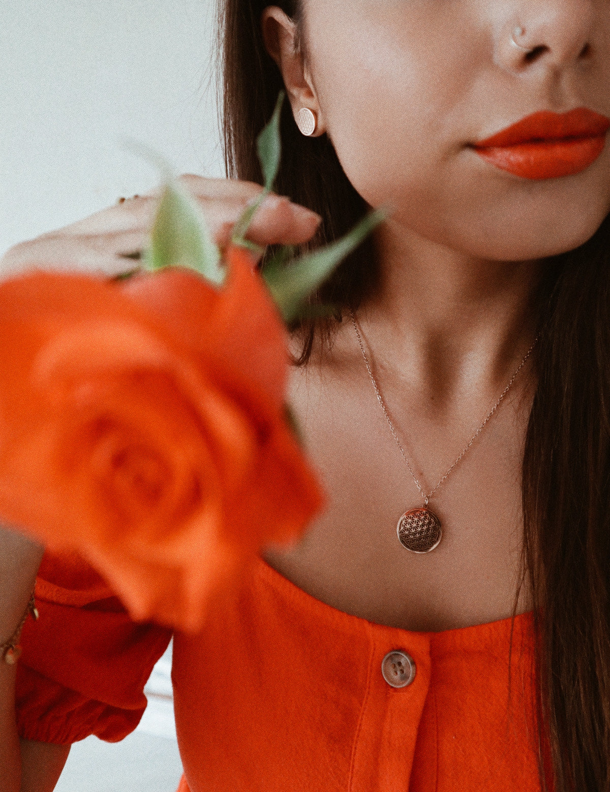 Flower of Life Pendant Necklace Rose Gold