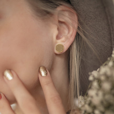 Flower of Life Stud Earrings Gold