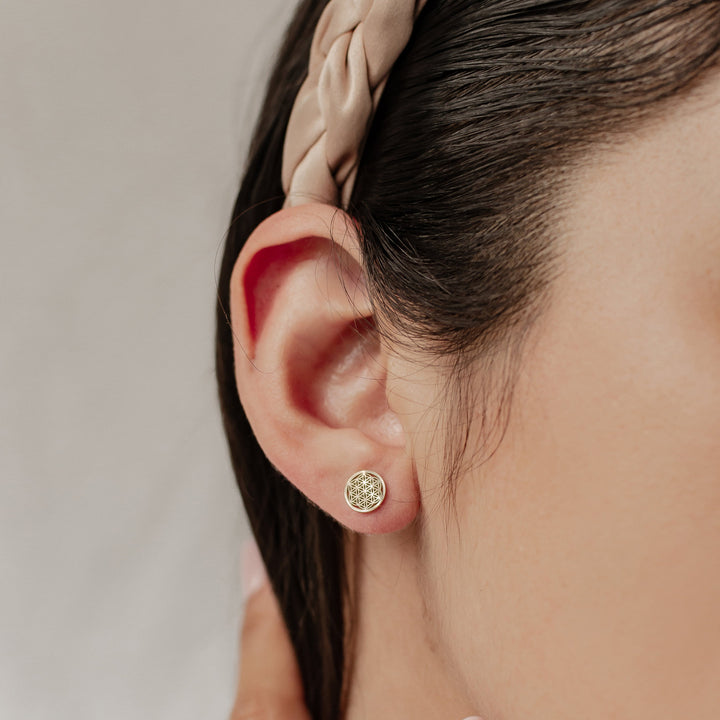 Flower of Life Stud Earrings Gold