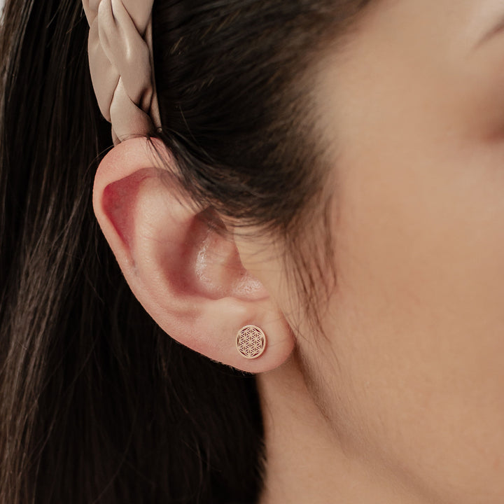 Flower of Life Stud Earrings Gold