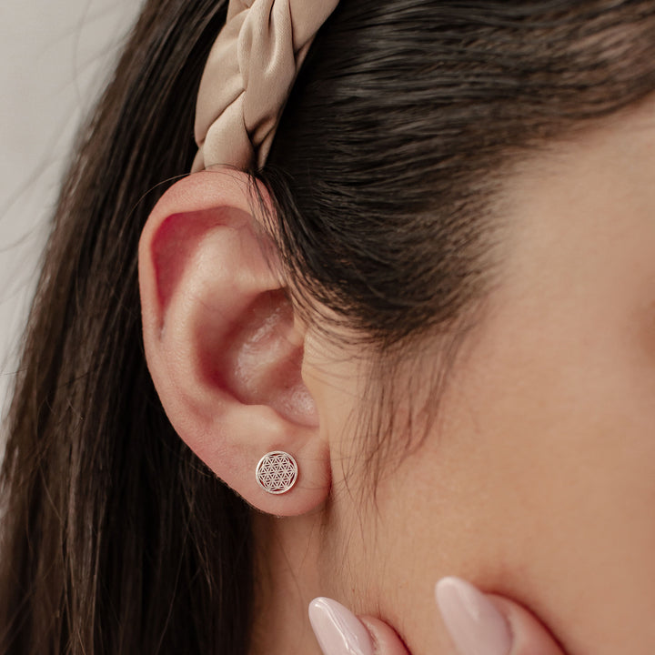 Flower of Life Stud Earrings Gold
