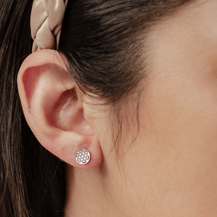 Flower of Life Stud Earrings Gold