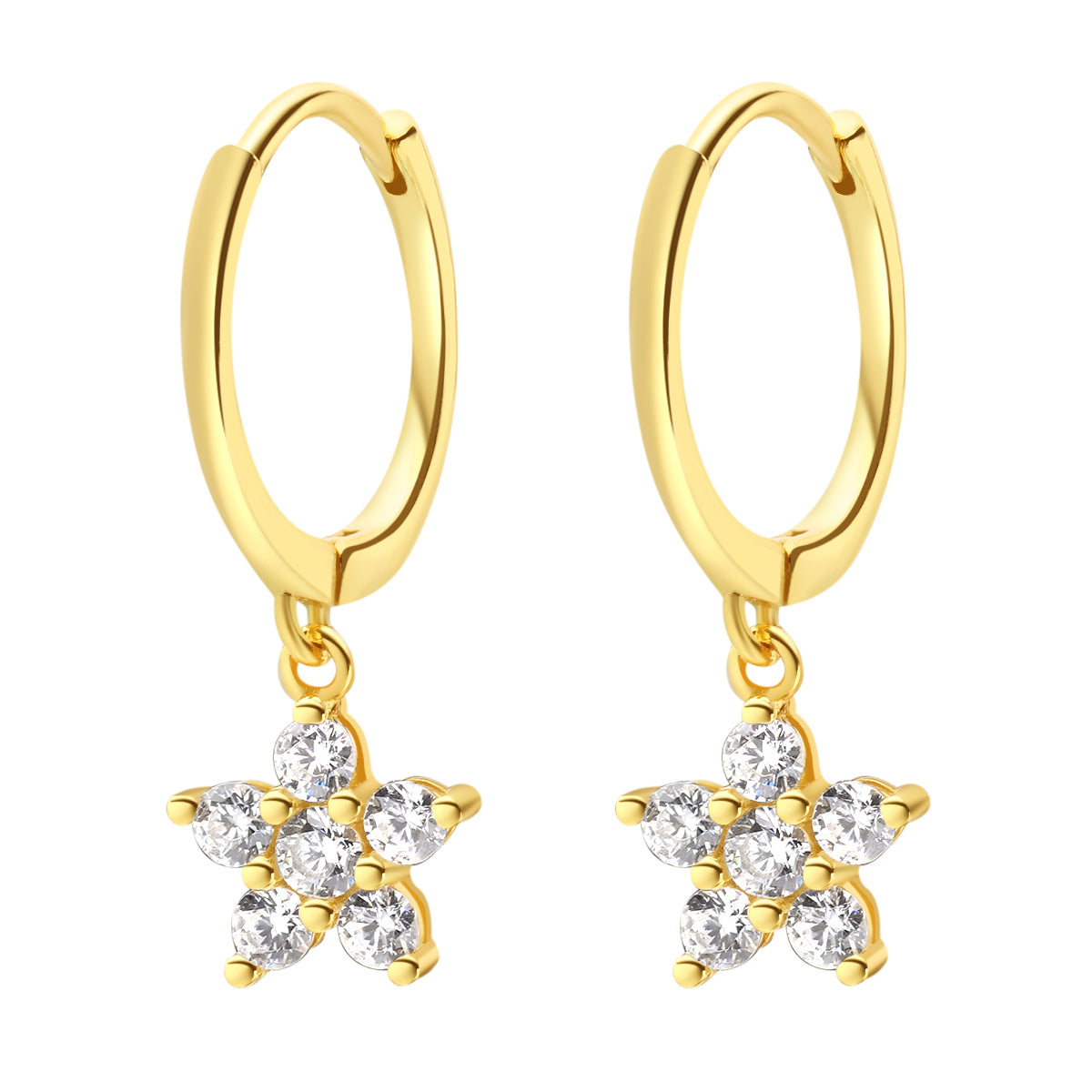 Floweret Huggie Earrings Sterling Silver Gold