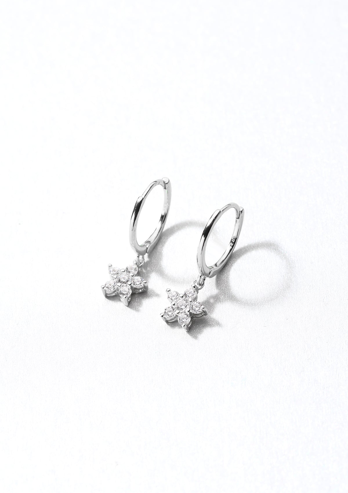 Floweret Huggie Earrings Sterling Silver