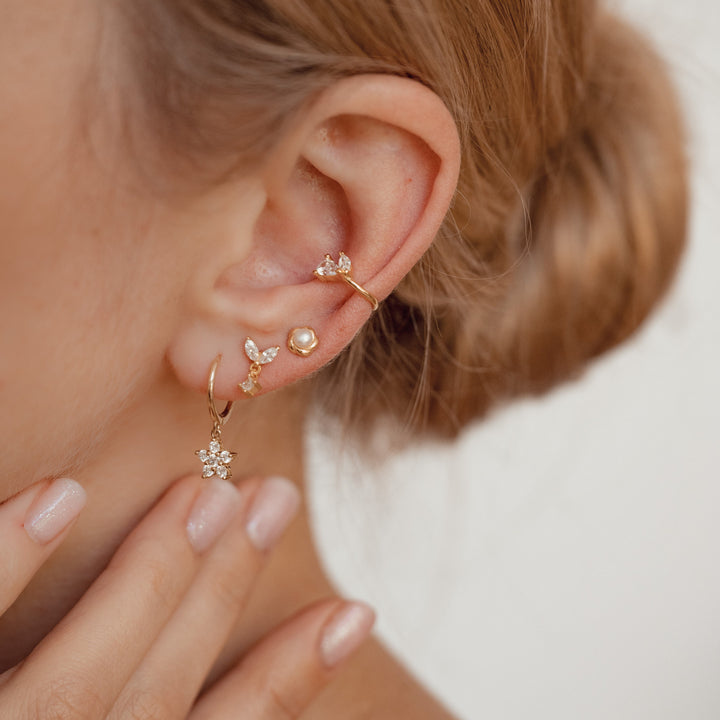 Flutter Stud Earrings Sterling Silver Gold