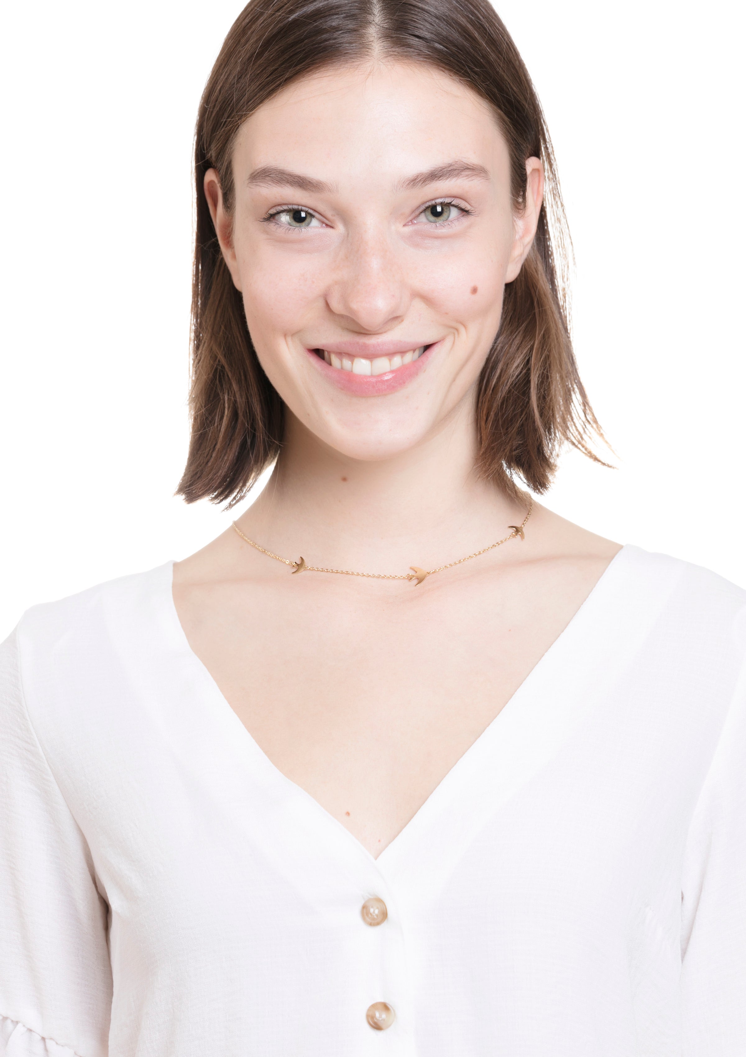 Kette Fliegende Vögel in Goldfarbe