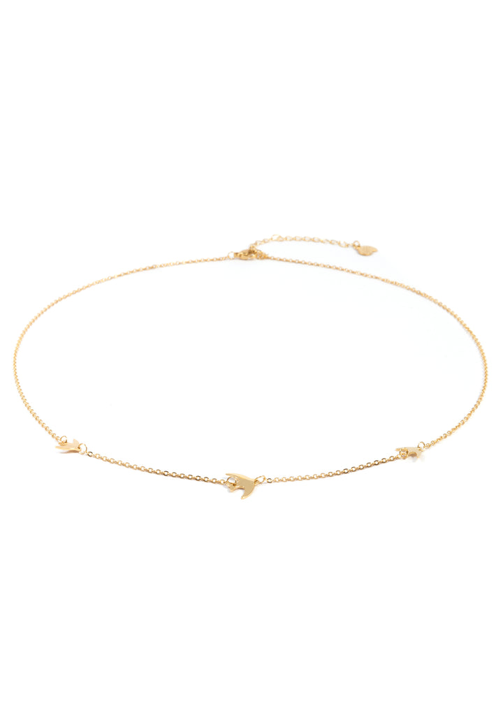 Kette Fliegende Vögel in Goldfarbe