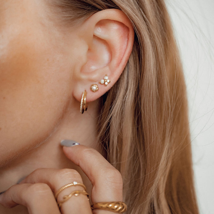 Ensemble Boucles d'Oreilles Gemme et Perle Argent Sterling