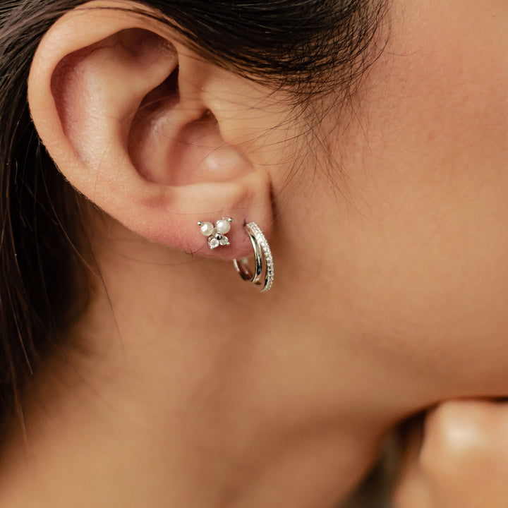 Gemstone & Pearl Earrings Set Sterling Silver