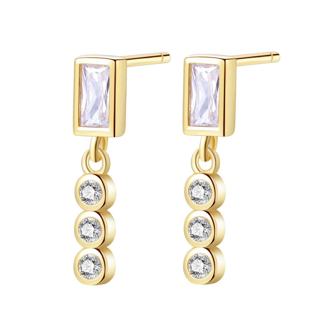 Triad Zirkonia Baguette Ohrstecker Sterlingsilber