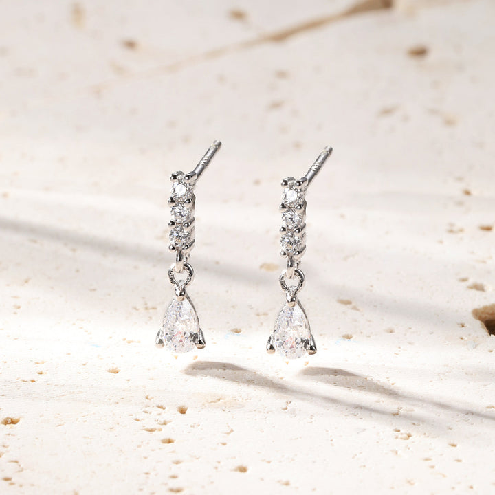 Boucles d’Oreille Gemmes Barre et Goutte Argent Sterling
