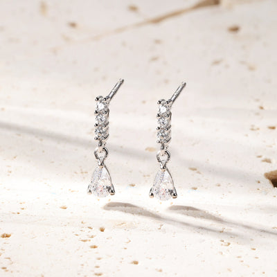 Gemstone Bar Drop Stud Earrings Sterling Silver