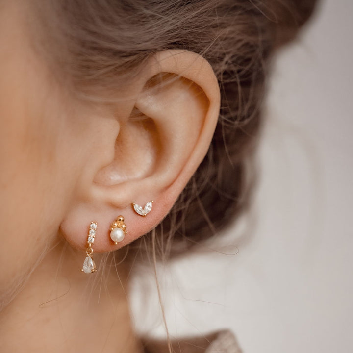 Boucles d’Oreille Gemmes Barre et Goutte Argent Sterling