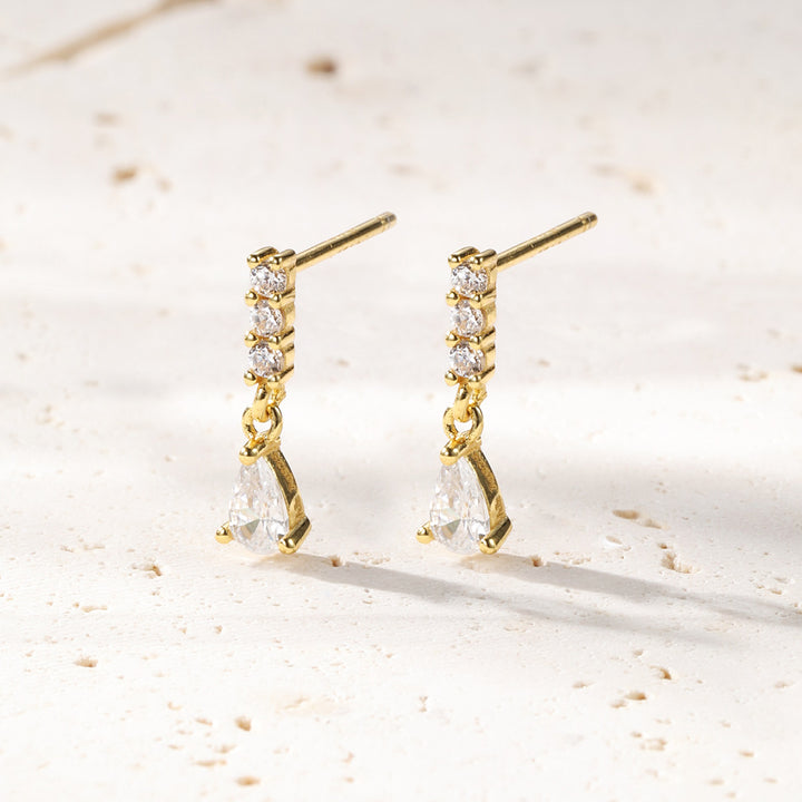 Boucles d’Oreille Gemmes Barre et Goutte Argent Sterling