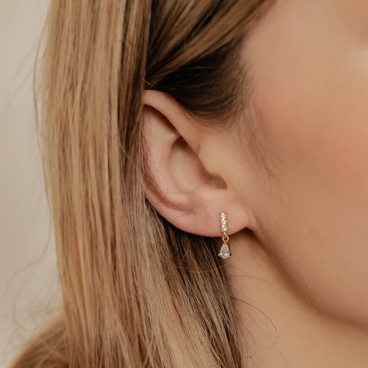 Boucles d’Oreille Gemmes Barre et Goutte Argent Sterling
