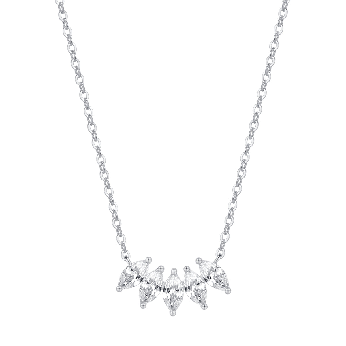 Sterlingsilber Kette Zirkonia Blüte