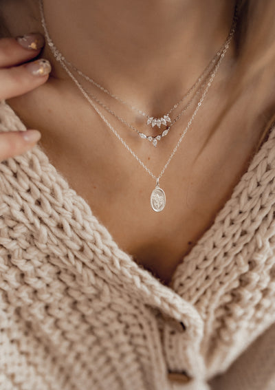 Sterlingsilber Kette Zirkonia Blüte