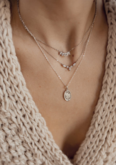 Sterlingsilber Kette Zirkonia Blüte