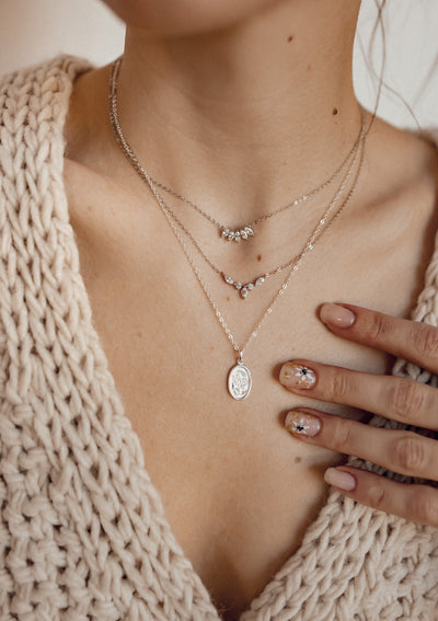 Sterlingsilber Kette Zirkonia Blüte