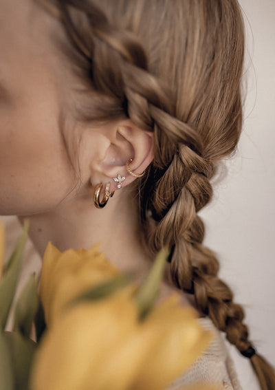 Gemstone Blossom Stud Earrings Sterling Silver Gold