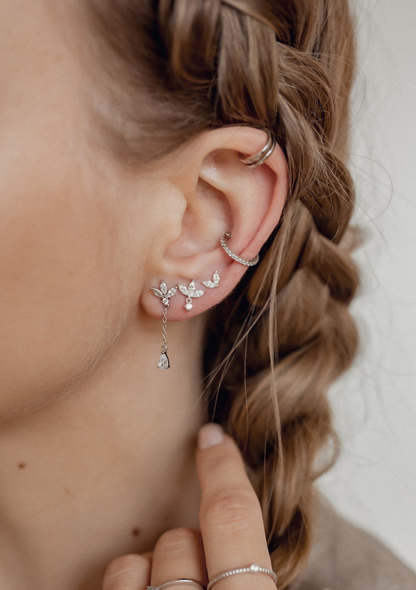 Gemstone Blossom Stud Earrings Sterling Silver