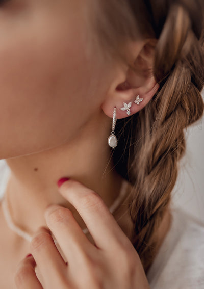 Gemstone Blossom Stud Earrings Sterling Silver