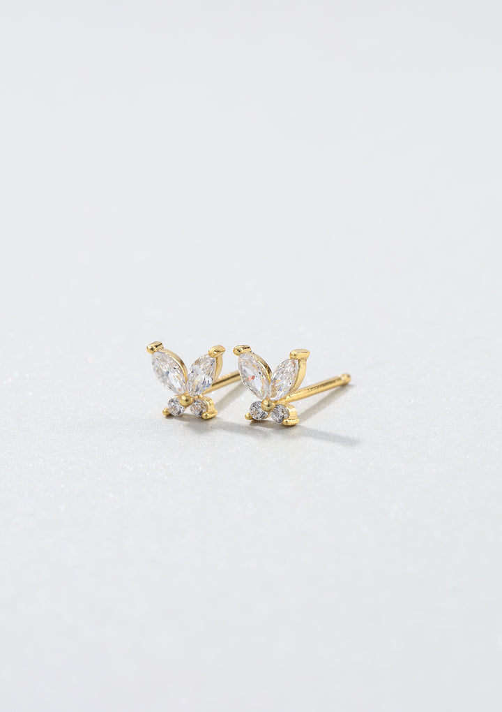 Boucles d'Oreilles Pierre Précieuse Papillon Argent Sterling en Or