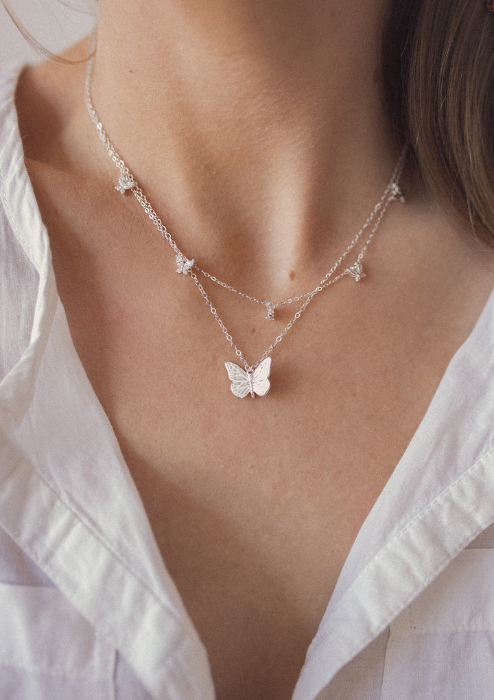 Kette Schmetterling Anhänger mit Schmucksteinen Sterlingsilber