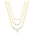 Gemstone Crown and Pearl Layering Necklaces Set Sterling Silver