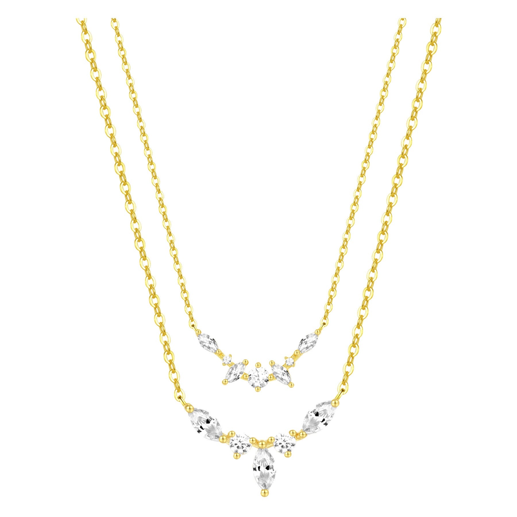 Gemstone Crown Layering Necklaces Set Sterling Silver