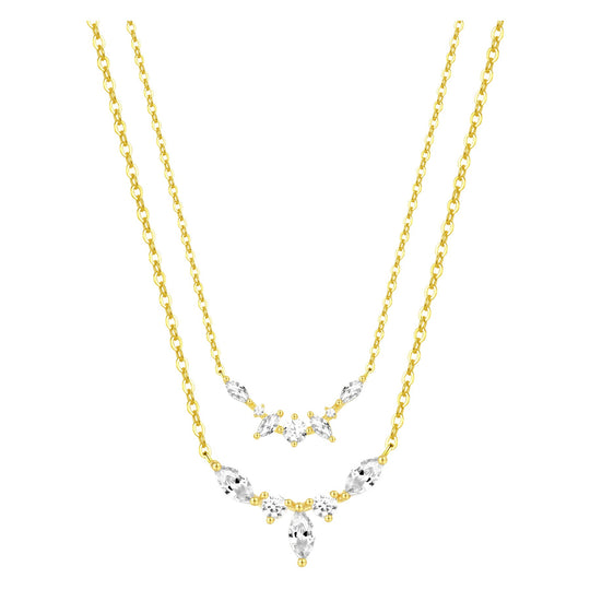 Gemstone Crown Layering Necklaces Set Sterling Silver