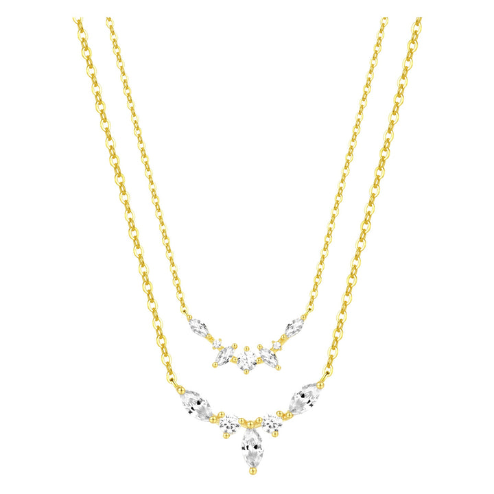 Gemstone Crown Layering Necklaces Set Sterling Silver