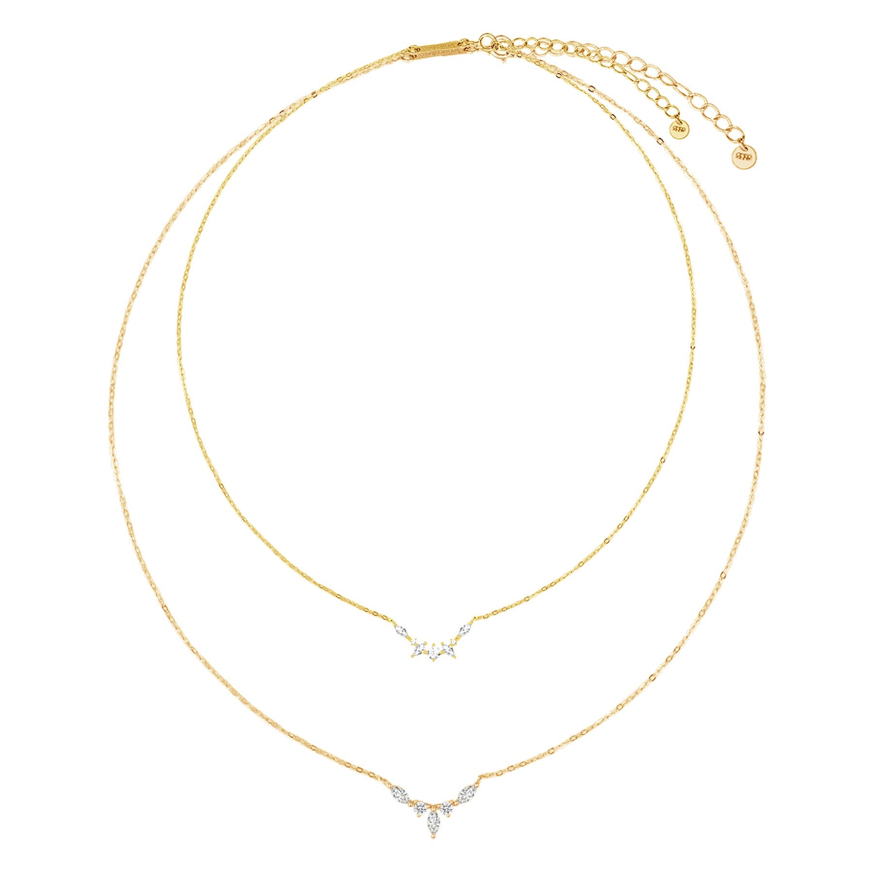 Gemstone Crown Layering Necklaces Set Sterling Silver