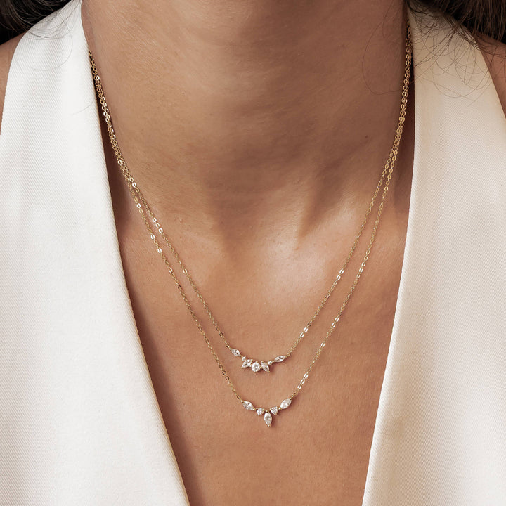 Gemstone Crown Layering Necklaces Set Sterling Silver