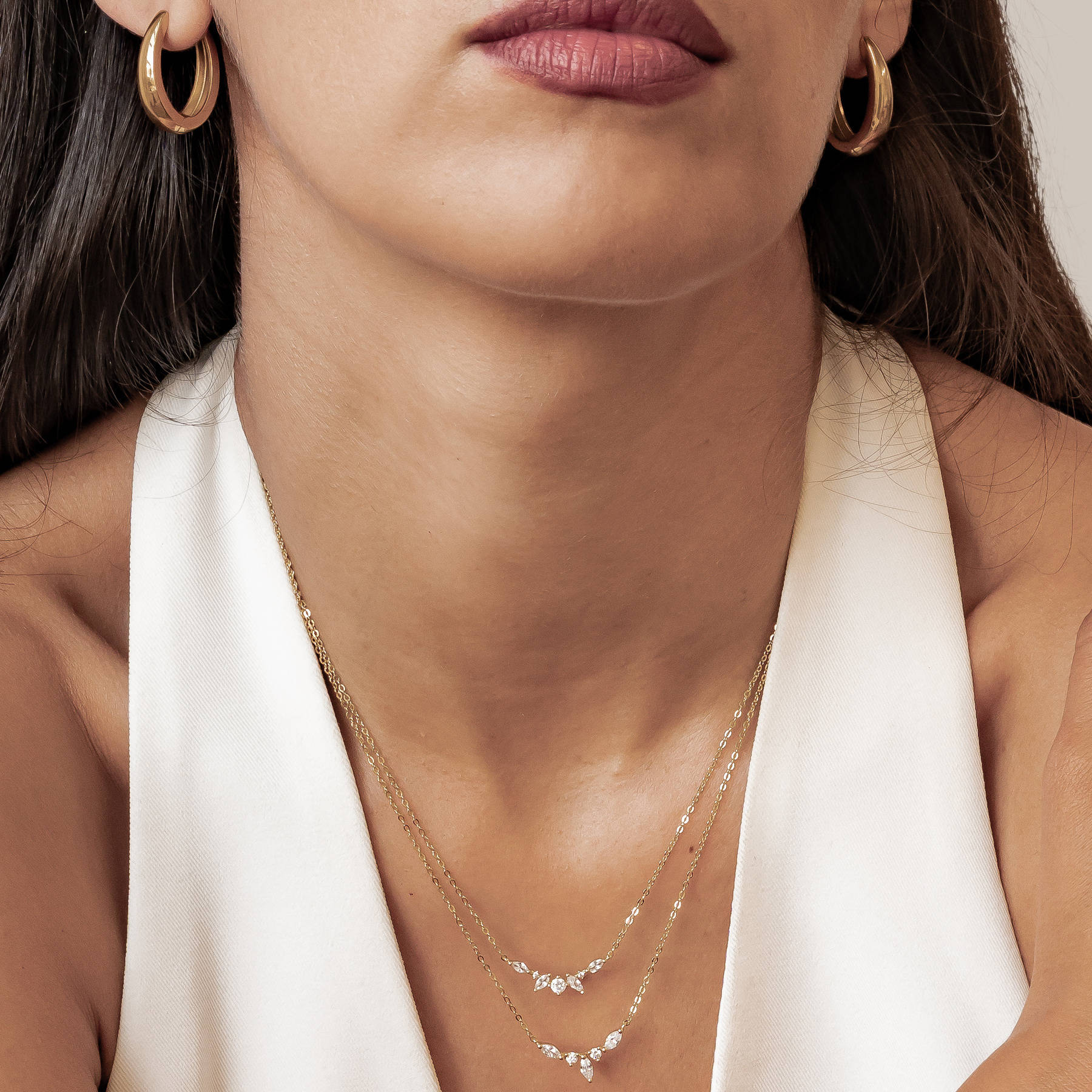 Gemstone Crown Layering Necklaces Set Sterling Silver