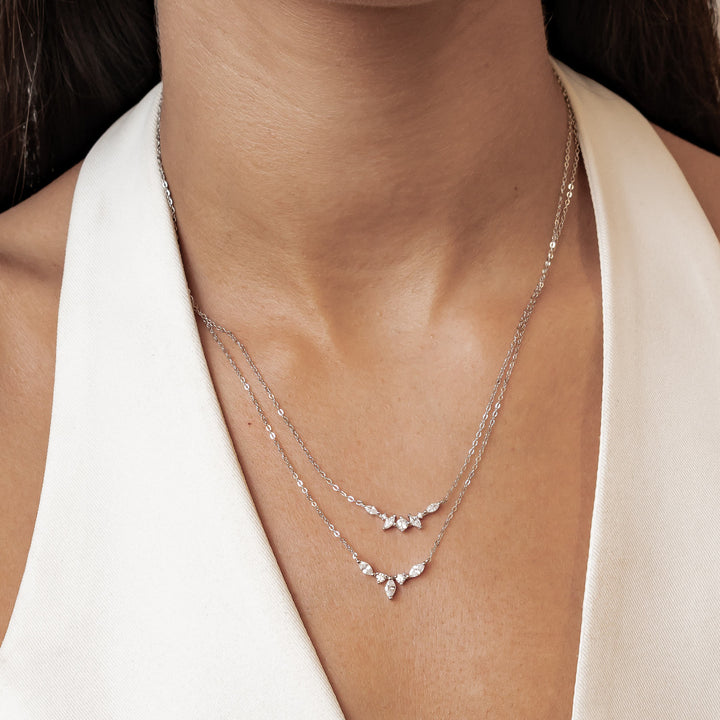 Gemstone Crown Layering Necklaces Set Sterling Silver