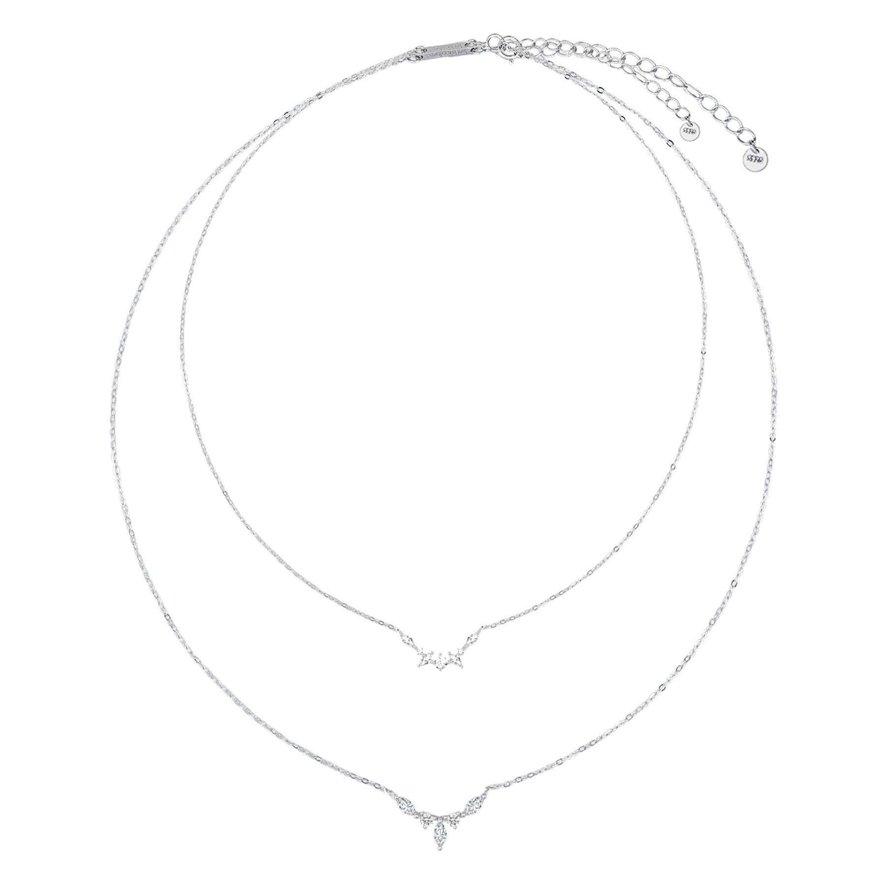 Gemstone Crown Layering Necklaces Set Sterling Silver