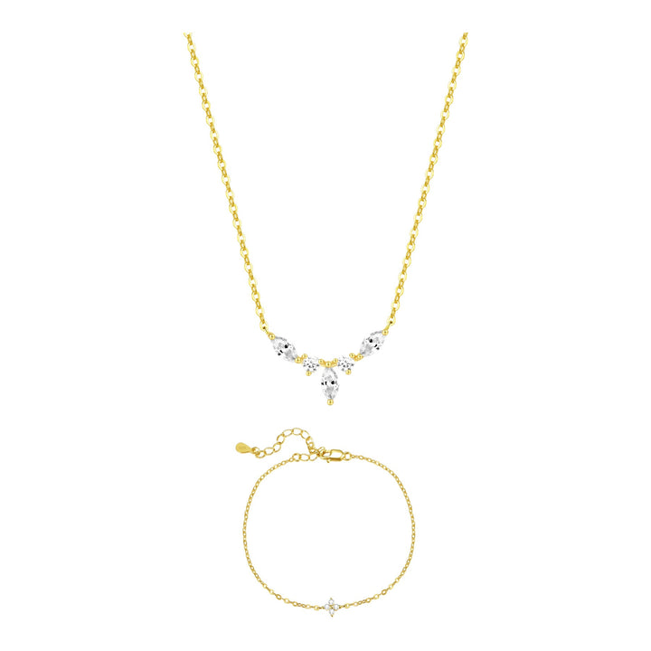 Gemstone Crown Necklace and Bracelet Set Sterling Silver
