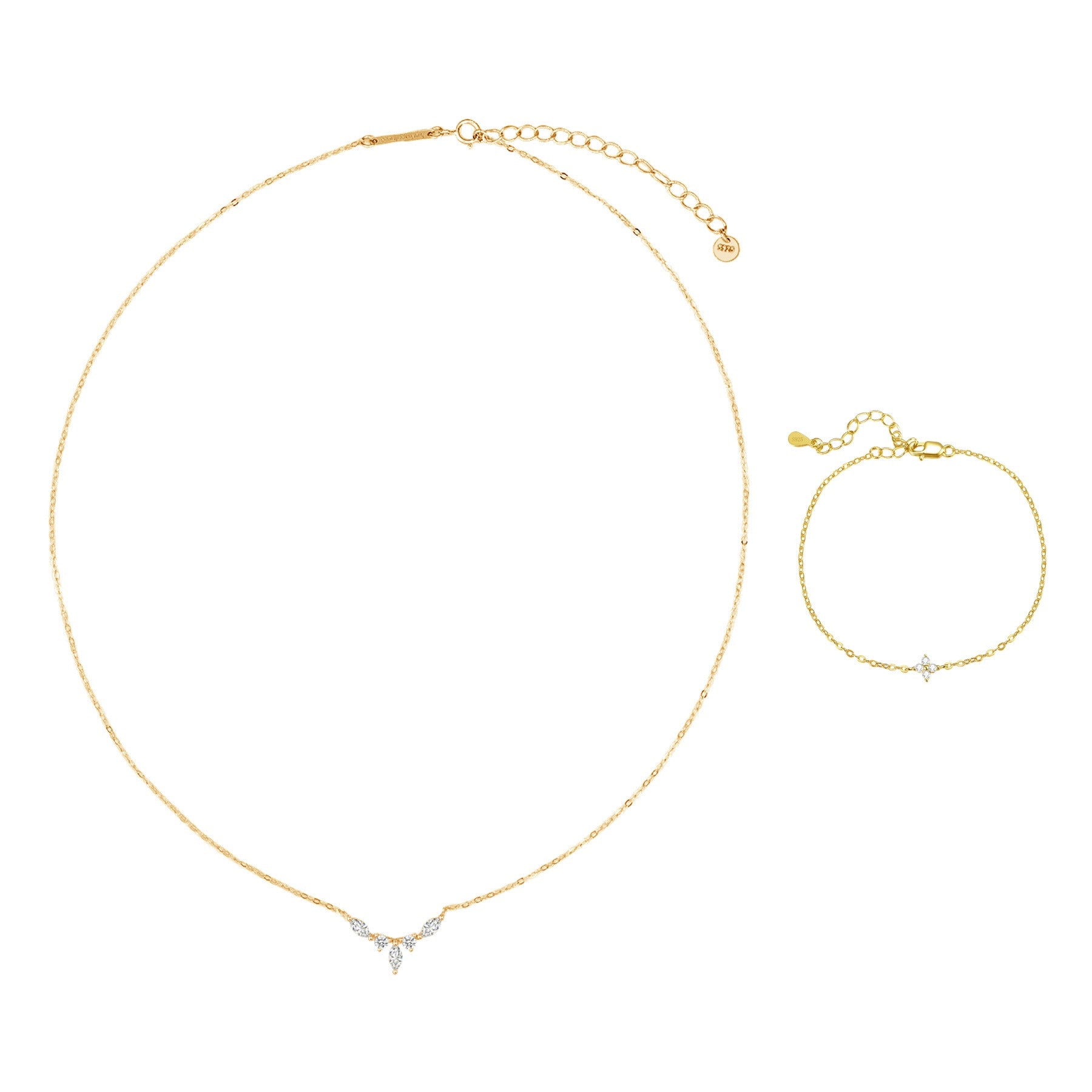 Gemstone Crown Necklace and Bracelet Set Sterling Silver