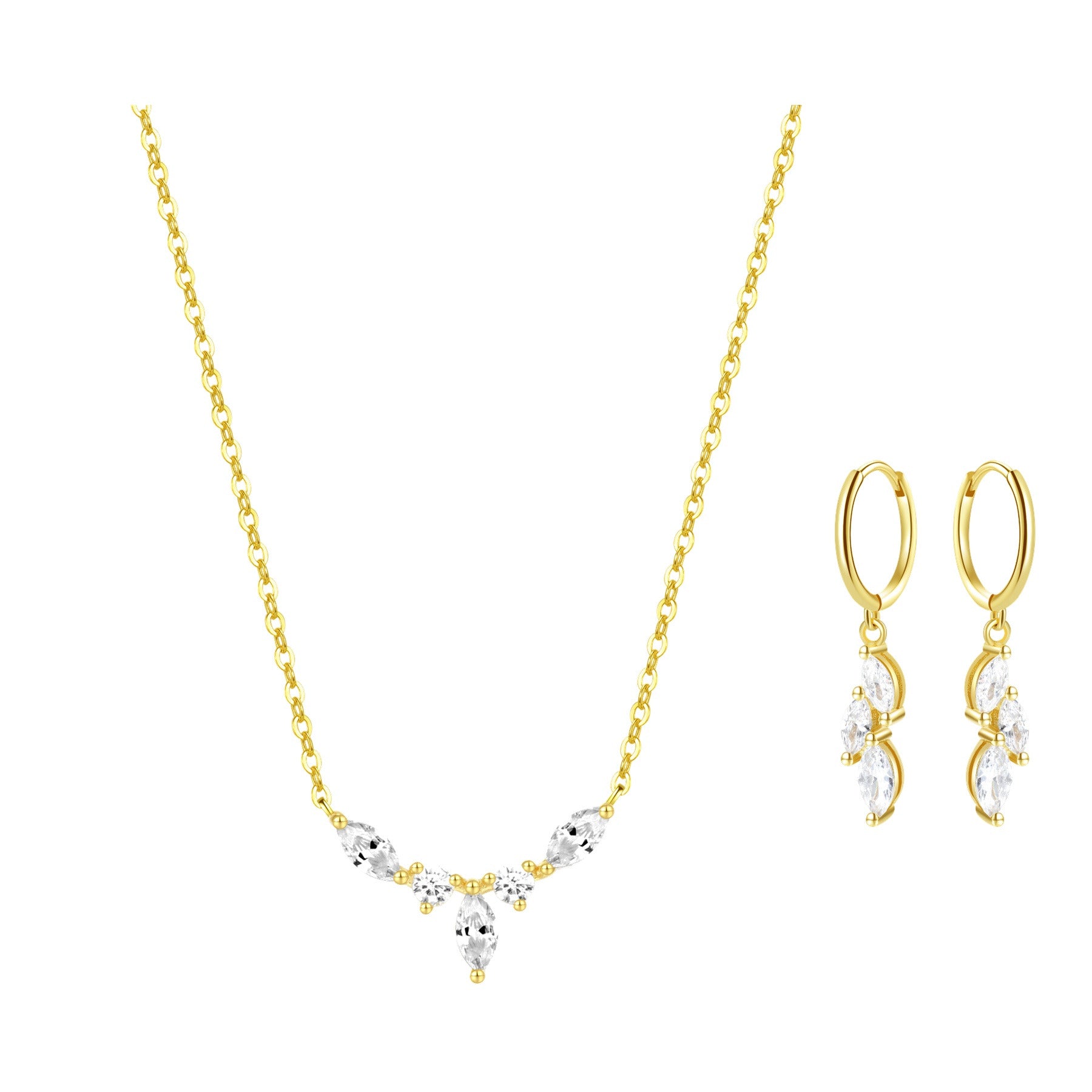 Gemstone Crown Necklace and Earrings Set Sterling Silver