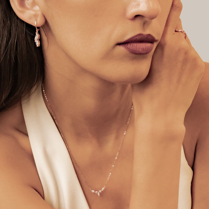 Gemstone Crown Necklace and Earrings Set Sterling Silver