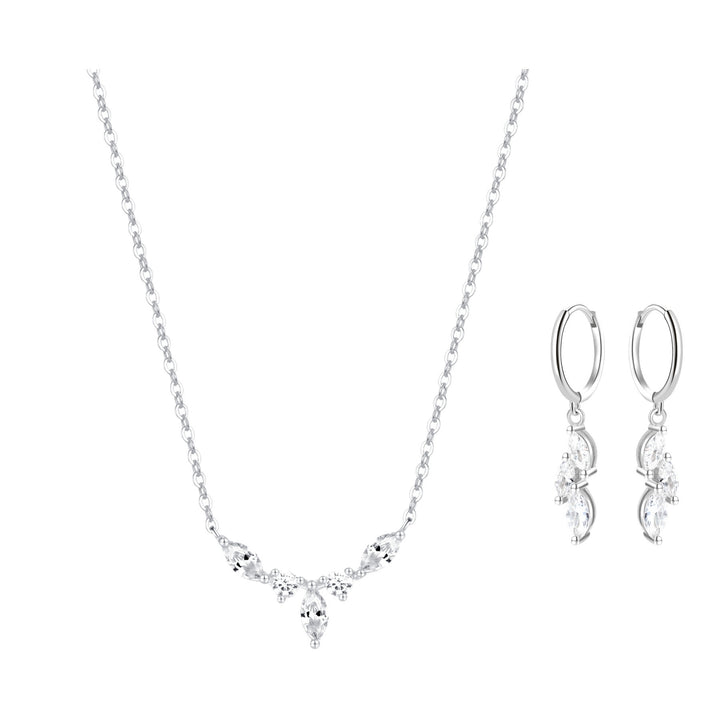Gemstone Crown Necklace and Earrings Set Sterling Silver