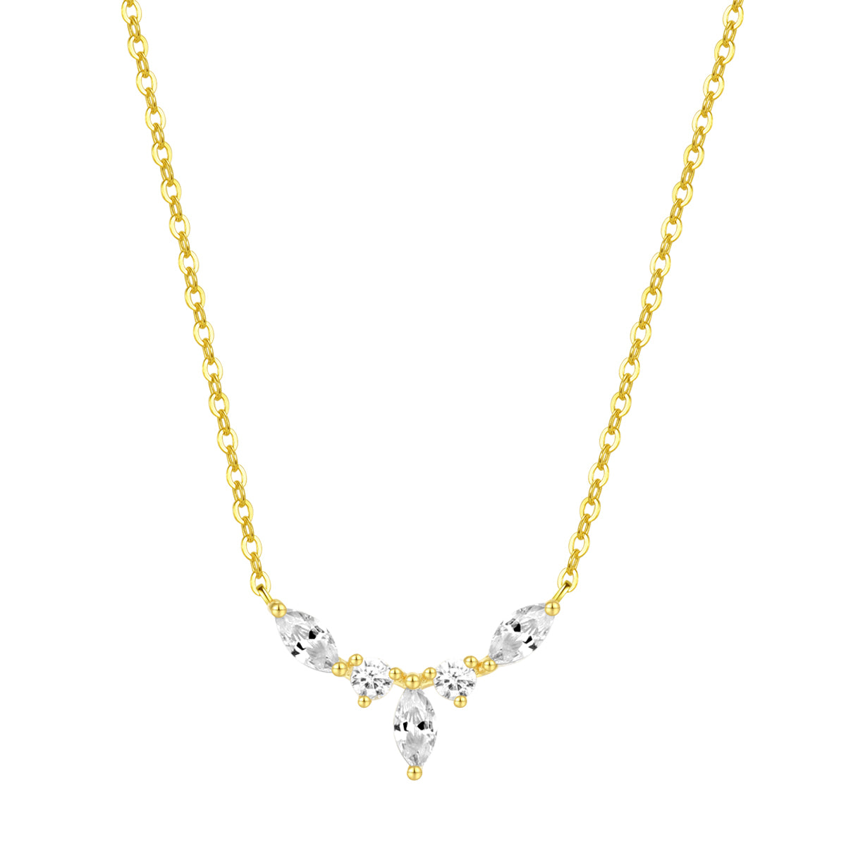 Gemstone Crown Necklace Sterling Silver Gold